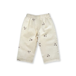 Girls Bottoms: Grown Organic Denim Wild Flower Embroidery Pant - Milk