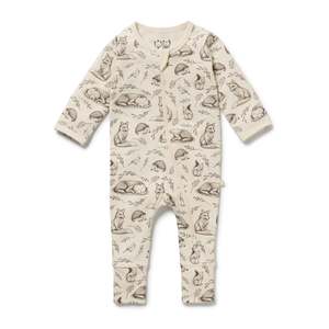 Wilson & Frenchy Organic Zipsuit with Feet - Foxglove Forest