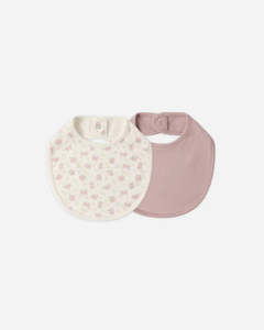 Quincy Mae Jersey Snap Bib Pack - Flower Field, Mauve