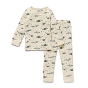 Boys Pyjamas: Wilson & Frenchy Organic Long Sleeved Pyjamas - Woolly Whales