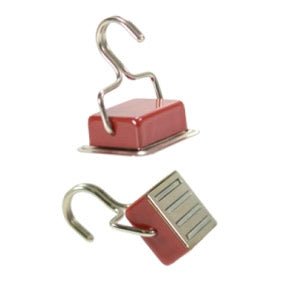 Ferrite Holding Magnet with Hook - 33mm x 25mm x 15mm | Red