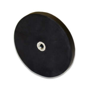 Rare Earth Female Thread Holding Magnets: Female Thread Neodymium Pot Magnet - Diameter 31mm x 6mm with Rubber Case