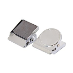 Office Home School Magnets: Chrome Square Round Memo Clip Magnets | 30mm | 10 Pack
