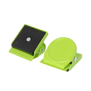 Office Home School Magnets: Lime Green Square Round Memo Clip Magnets | 30mm | 10 Pack