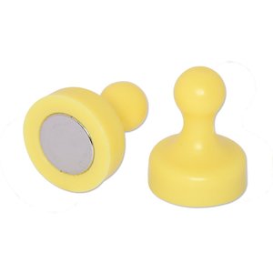 Yellow Pin Whiteboard Magnets - 19mm diameter x 25mm | 6 PACK