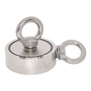 Rare Earth Neodymium Holding Pot Magnets: Neodymium Fishing Magnet with two M10 Threaded Eyelets - 75mm x 77mm