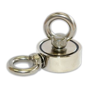 Neodymium Fishing Magnet with M8 Threaded Eyelet - 48mm dia.