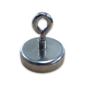 Neodymium Pot Magnet with Threaded Eyelet - 36mm x 6mm