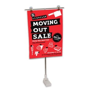 POS Telescopic T-Bar Sign Holder with Magnetic Base Stand + 2 Clips