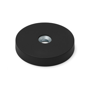 Rare Earth Rubber Coated Pot Magnets: Rubber Coated Neodymium Pot Magnet – (D) 43mm x (H) 7mm | Countersunk 4.5mm Hole