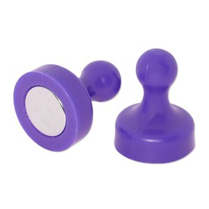 Pin Magnets: Purple Pin Whiteboard Magnets - 19mm diameter x 25mm | 6 PACK