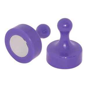 Pin Magnets: Purple Pin Whiteboard Magnets - 29mm diameter x 38mm | 4 PACK