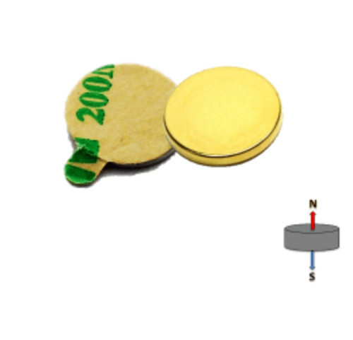 Hobby And Craft Magnets: Self-Adhesive Neodymium Disc Magnet - 22mm x 1mm | N42 | Gold Coating