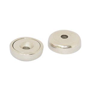 Nickel Coated Magnets: North and South Pair of Neodymium Countersunk Pot Magnets - 10mm (D) x 5mm (H) | Countersunk Hole 3.7mm to 7.4mm | NORTH SOUTH PAIR
