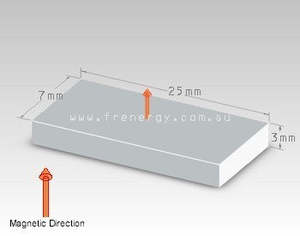 Neodymium Block Magnet - 25mm x 7mm x 3mm | N50