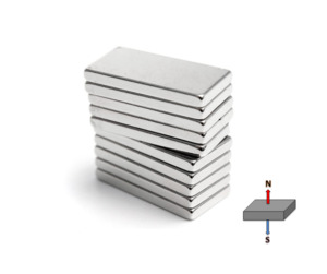 Magnetic Blocks: Neodymium Block Magnet - 25.4mm x 9.53mm x 3.2mm | Zinc Coated | N50M | High Temperature ≤100ºC