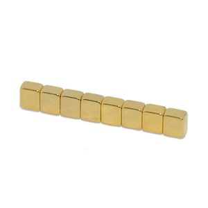 Gold Coated Magnets: Neodymium Block Magnet - 3.7mm x 2.2mm x 3.2 mm | N52 | Gold Coating