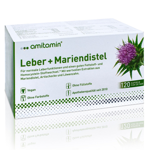Immunsystem stärken: amitamin® Leber + Mariendistel Kapseln - Testsieger amitamin® Shop: Aminosäuren, Vitamine, Mineralstoffe