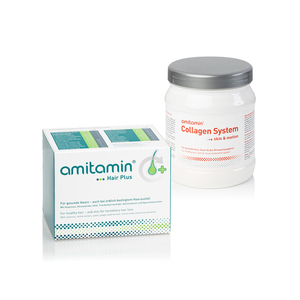 3x Hair plus + 3x Collagen System amitamin® Shop: Aminosäuren, Vitamine, Mineralstoffe