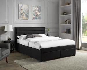 Queen Storage Bed Frame -  4 Drawer Bed- Black