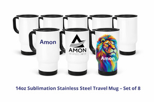 14oz Sublimation Stainless Steel Travel Mug – Set of 8 - Bulk Price (White or Silver)