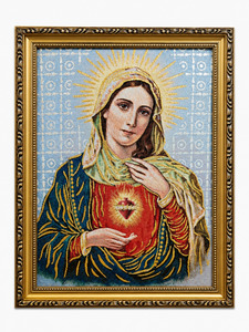 Immaculate Heart of Mary Gold Frame Tapestry – 42cm x 32cm