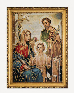 Cultural: Holy Family Gold Frame Tapestry – 42cm x 32cm