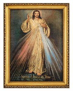 Cultural: Divine Mercy Gold Frame Tapestry – 42cm x 32cm