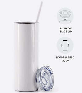 Sublimation Tumbler 600ml/20 OZ White Stainless Steel Tumbler with Metal Straw