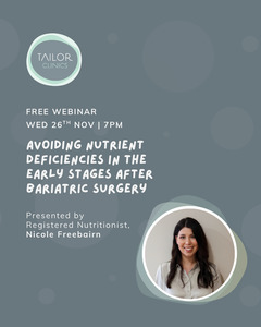Accessories: FREE WEBINAR 26th Nov - Avoiding Nutrient Deficiencies in the Early Stages After Bariatric Surgery