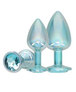 Ouch Paris Metal Butt Plug Set Blue