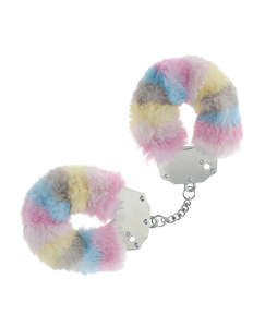 Cuffs: Ouch Fluffy Handcuffs Multi Colour Pastel