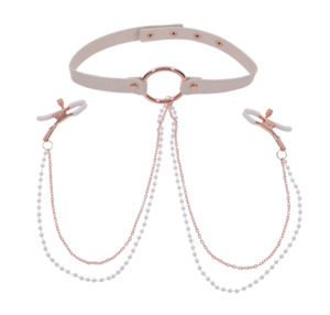 S&M Peaches ‘n Creame Collar with Nipple Clamp