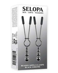 Nipple Clamps: Selopa Beaded Nipple Clamps Black Chrome