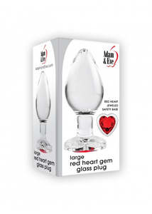 Adam Eve: Adam & Eve Red Heart Gem Glass Anal Plug - Large