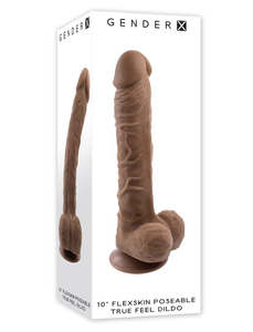 Gender X: Gender X 10" Flexskin Poseable True Feel Dildo Dark
