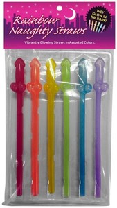 Kheper Games: Rainbow Naughty Straws Glow In the Dark 6pk