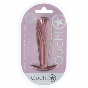 Ouch: Ouch Ribbed Anal Plug 4.6" Rose Gold