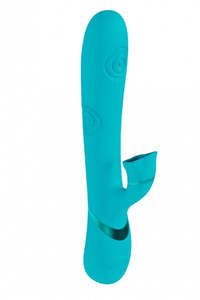 Rabbit Vibrators: Vive Fiore Rechargeable Air Wave VIbrating and Tapping Rabbit Blue
