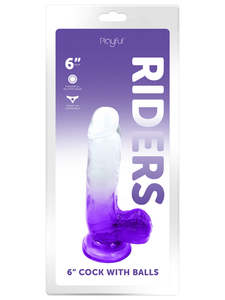 Dildos Dongs: Playful Riders 6" Cock with Balls Purple
