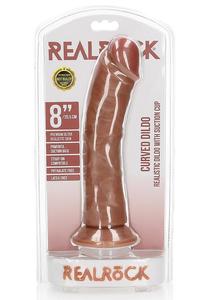Realistic Vibrators: Realrock Curved 8" Dildo Tan
