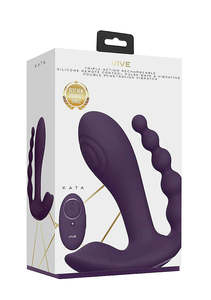 Vive Kata Rechargeable Triple Motor Hands-Free Silicone Vibrator - Purple