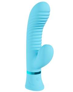 Loveline Mystique 10 function Ribbed Rabbit Silicone Rechargeable Blue