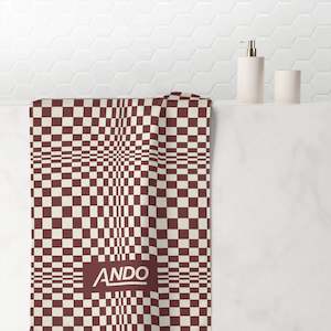 Gridline Towel - Burgundy Cream