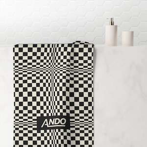 Gridline Towel - Charcoal Cream