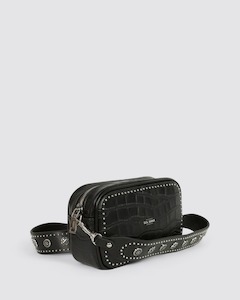 CAMERA BAG BLACK CROC/SILVER