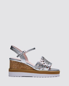 Womens Wedges: INGRID SILVER METALLIC