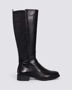 Womens Boots: 25618 KNEE HIGH BOOTS BLACK LEATHER