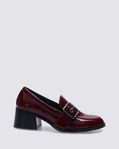 JAGER HEELED LOAFERS BORDEAUX PATENT