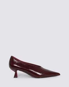 Hael And Jax: LINDSEY HEELS MERLOT LEATHER
